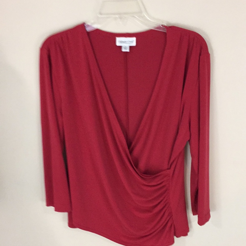 Coldwater Creek Red Crossover Top Size Large